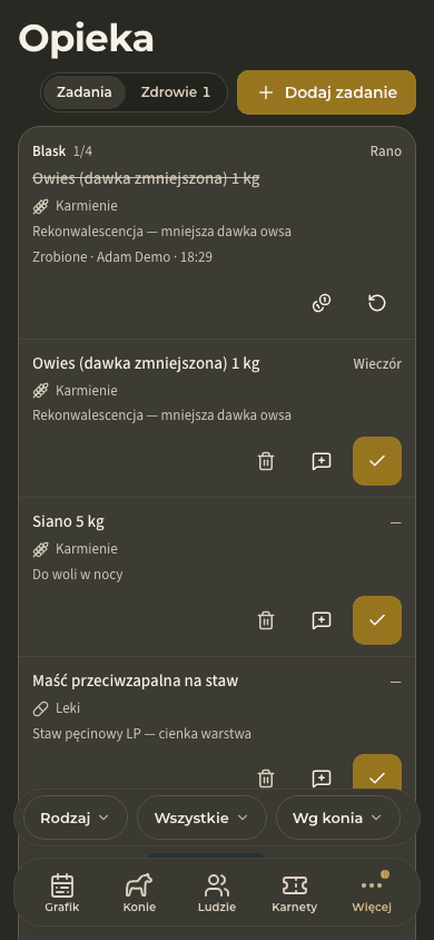 podgląd · Opieka